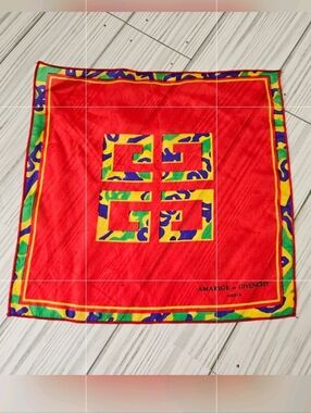 Givenchy Amarige Silk Scarf Made in France in Red and Yellow